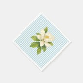 Serviette En Papier Magnolia Flower Custom Wedding Blue Stripe (Coin)