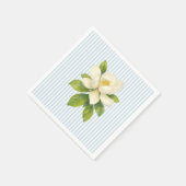 Serviette En Papier Magnolia Flower Custom Wedding Blue Stripe (Coin)