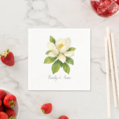 Serviette En Papier Magnolia Flower Custom Wedding Monogram  (En situation)