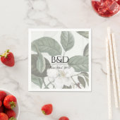 Serviette En Papier Magnolia Garden Mariage Monogramme Cocktail Servie (En situation)