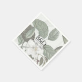Serviette En Papier Magnolia Garden Mariage Monogramme Cocktail Servie (Coin)