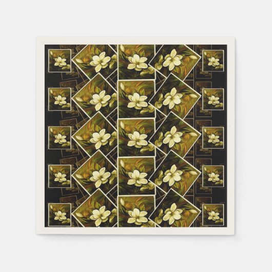 Serviette En Papier Magnolia Grandiflora Élégante Serviettes De Mashup (Devant)