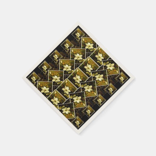 Serviette En Papier Magnolia Grandiflora Élégante Serviettes De Mashup (Coin)