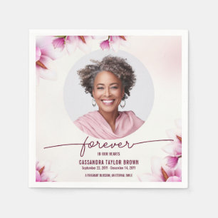 Serviette En Papier Magnolia Pink Floral Memorial