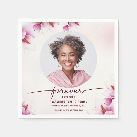 Serviette En Papier Magnolia Pink Floral Memorial (Devant)