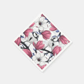 Serviette En Papier Magnolia rose et métis bleu (Coin)