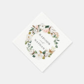 Serviette En Papier Magnolias aquarelles | Mariage personnalisé (Coin)