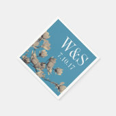 Serviette En Papier Magnolias du Sud et Mariage bleu (Coin)