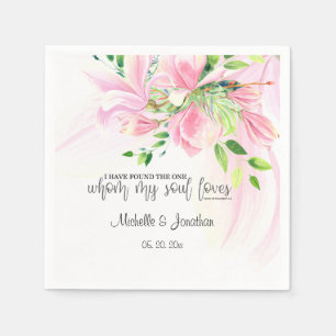 Serviette En Papier Magnolias Rose Blush Floral Inspiration Mariage