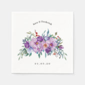 Serviette En Papier Magnolias violet et Mariage Rose (Devant)