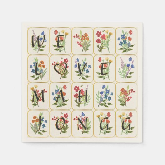 Serviette En Papier Mah Jongg Love Napkins (Devant)