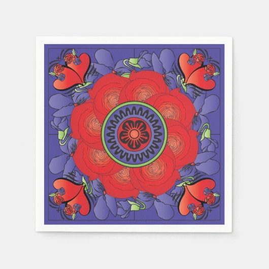 Serviette En Papier Mah Jongg Rose (Devant)