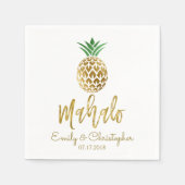 Serviette En Papier Mahalo Tropical Hawaiian Ananas Mariage Blanc (Devant)