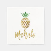 Serviette En Papier Mahalo Tropical Hawaiian Ananas Mariage Blanc (Devant)