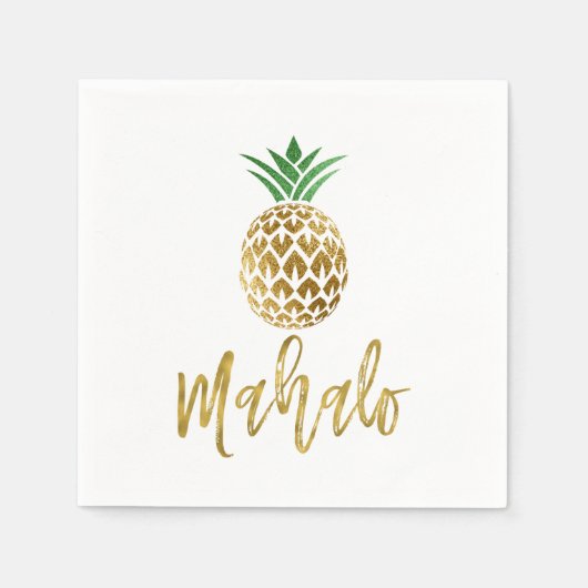 Serviette En Papier Mahalo Tropical Hawaiian Ananas Mariage Blanc (Devant)