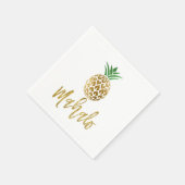 Serviette En Papier Mahalo Tropical Hawaiian Ananas Mariage Blanc (Coin)