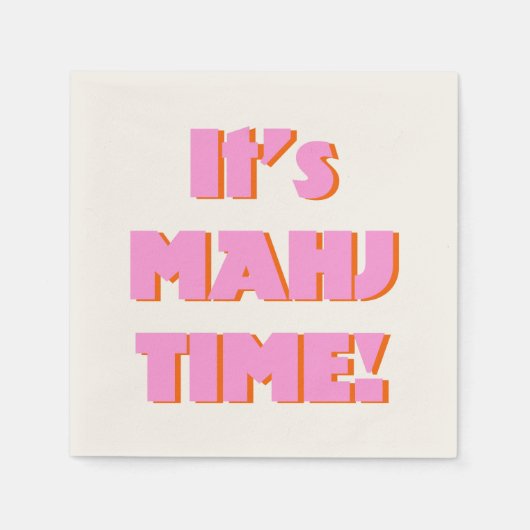 Serviette En Papier Mahj Mahjong Mah Jongg Pink Quote Cute Fun (Devant)