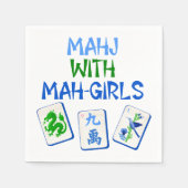 Serviette En Papier Mahjong Avec Mah Girls Carreaux Aquarellés (Devant)
