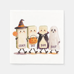 Serviette En Papier Mahjong Halloween des fantômes tenant des tuiles e
