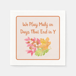 Serviette En Papier Mahjong Jours Fin en Y Aquarelle Feuilles d'automn