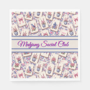 Serviette En Papier Mahjong personnalisé rose et bleu 