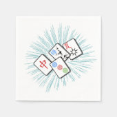 Serviette En Papier Mahjong Tiles bleu (Devant)
