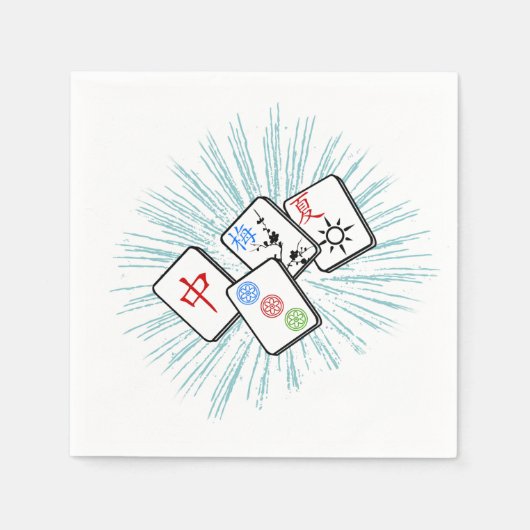 Serviette En Papier Mahjong Tiles bleu (Devant)