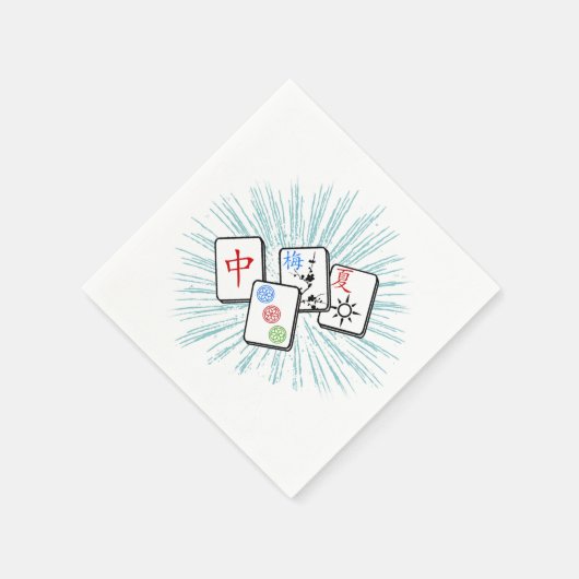 Serviette En Papier Mahjong Tiles bleu (Coin)