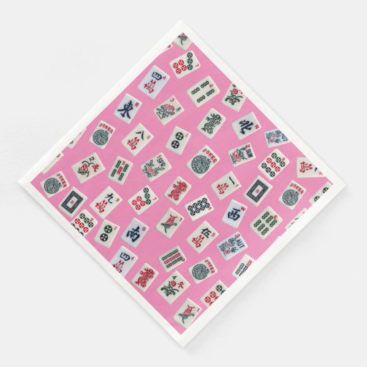 Serviette En Papier MahJong tiles symbols on pink (Coin)