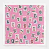 Serviette En Papier MahJong tiles symbols on pink (Devant)