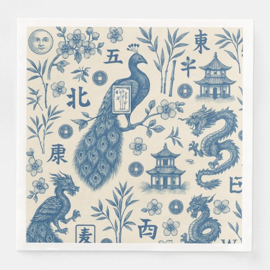 Serviette En Papier Mahjong Toile Party Napkins (Devant)