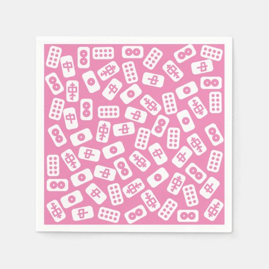 Serviette En Papier Mahjong tuiles blanc rose bébé (Devant)