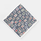 Serviette En Papier MahJongg tiles design on dark blue (Coin)