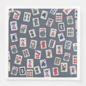 Serviette En Papier MahJongg tiles design on dark blue (Devant)