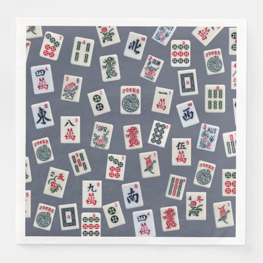 Serviette En Papier MahJongg tiles design on dark blue (Devant)