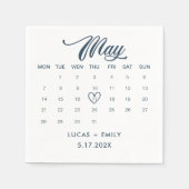 Serviette En Papier Mai Calendrier Mariage bleu foncé (Devant)