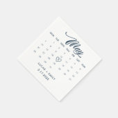Serviette En Papier Mai Calendrier Mariage bleu foncé (Coin)