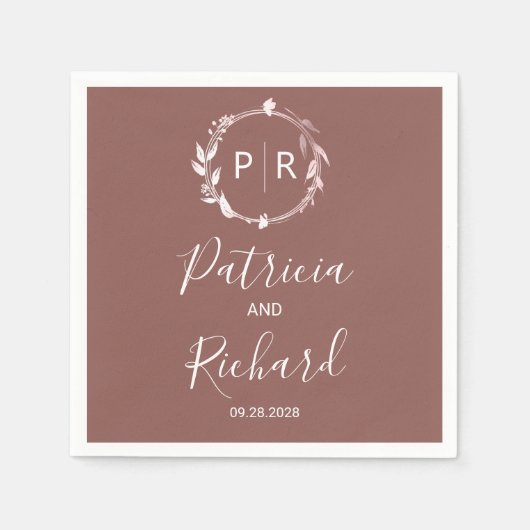 Serviette En Papier Maillot en terre cuite Monogram Mariage Napkins (Devant)