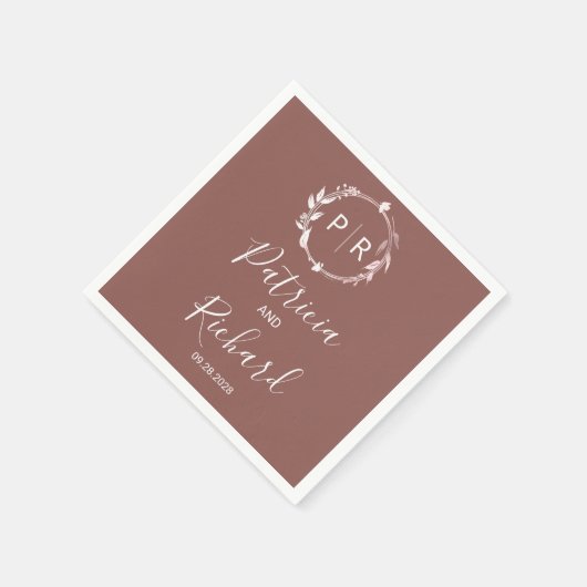 Serviette En Papier Maillot en terre cuite Monogram Mariage Napkins (Coin)