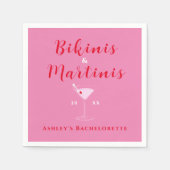 Serviette En Papier Maillots et Martinis Rose et Rouge Enterrement de  (Devant)