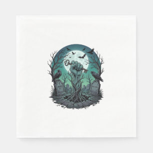 Serviette En Papier Main de zombie squelette clé tombeau corbeaux Hal
