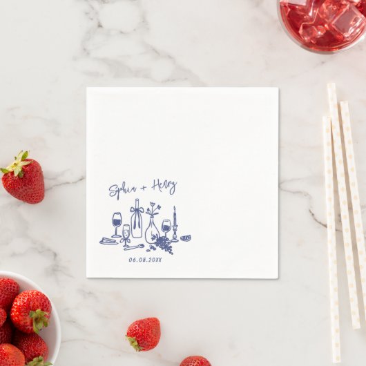 Serviette En Papier Main dessinée Élégante Design Cocktail Mariage Nap (En situation)