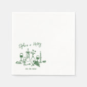 Serviette En Papier Main dessinée Élégante Design Cocktail Mariage Nap (Devant)