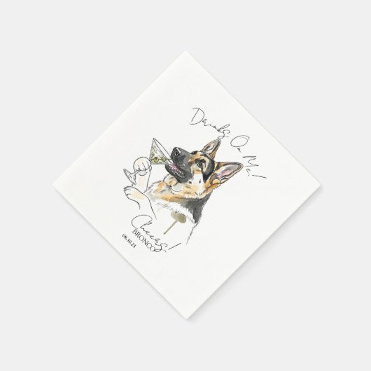 Serviette En Papier Main Drag German Shepherd Martini Open Bar (Coin)
