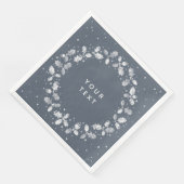 Serviette En Papier Main gris foncé imprimé Holly Wreath Noël (Coin)