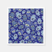 Serviette En Papier Main Hamsa - Main de Fatima motif Minéraux Bleus (Devant)