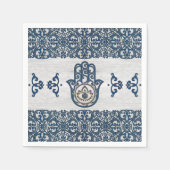Serviette En Papier Main Hamsa - Main Fatima en bois bleu (Devant)