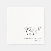 Serviette En Papier Main moderne Lettré M. et Mme Mariage (Devant)