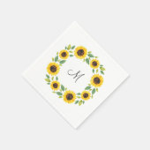 Serviette En Papier Main Painted Watercolor Sunflower (Coin)