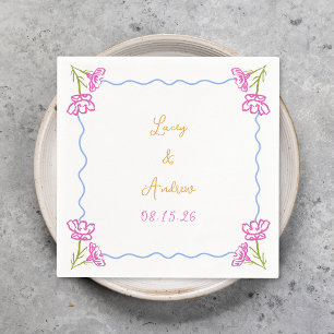 Serviette En Papier Main personnalisée tirée Mariage floral italien it